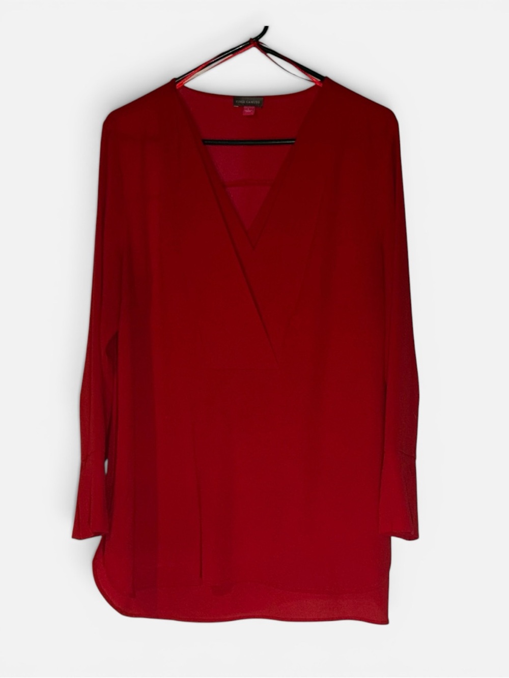 Vince Camuto Red V-Neck Long Sleeve Tunic